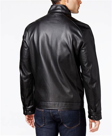 Michael Kors Men's Perforated Faux Leather Moto Jacket